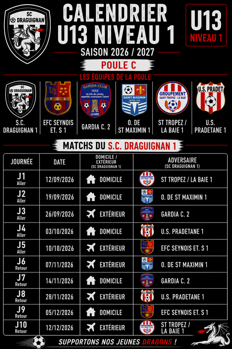 CALENDRIERS U13